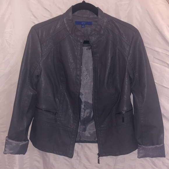 Apt. 9 Jackets & Blazers - COPY - Apt. 9 Gray Pleather Jacket